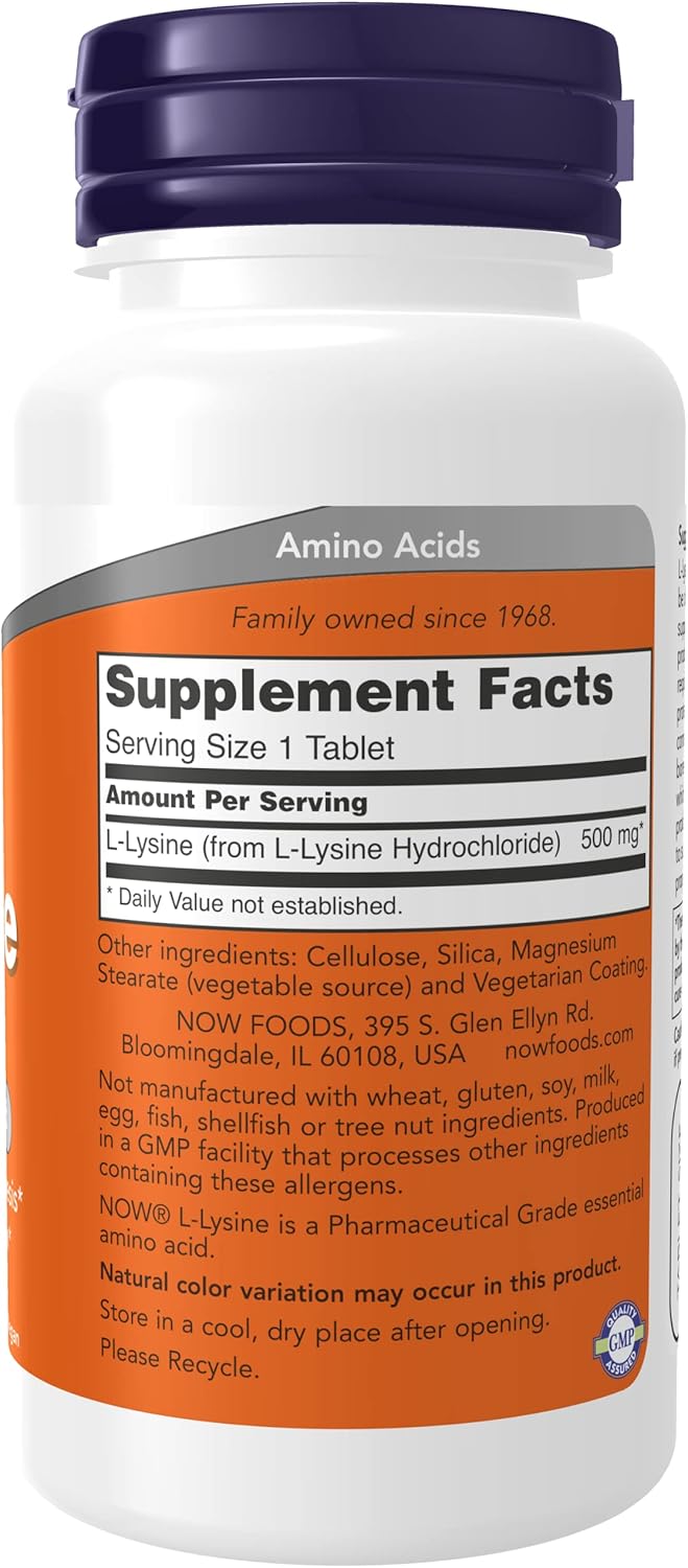 Now Foods L-Lysine 500mg Tablets - 3 Pack, 100 Count Each