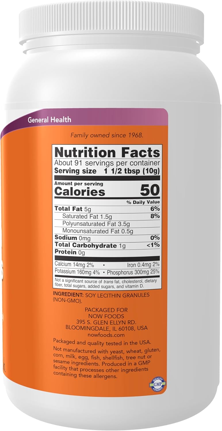 NOW Foods Lecithin Granules - 2lb with Phosphatidyl Choline & Other Phosphatides