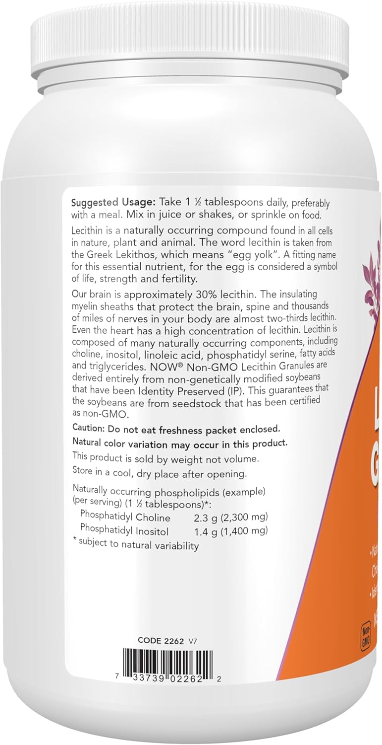 NOW Foods Lecithin Granules - 2lb with Phosphatidyl Choline & Other Phosphatides