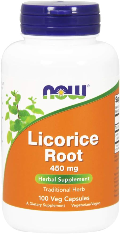 NOW Foods Licorice Root Capsules - 450mg, 100 Count x 2 Pack