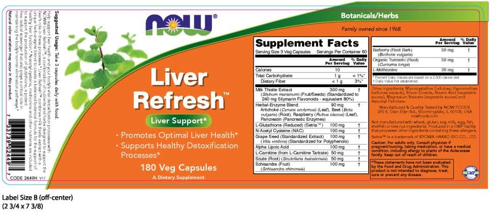 NOW Foods Liver Refresh Veg Capsules, 360 Capsules - 2 Pack