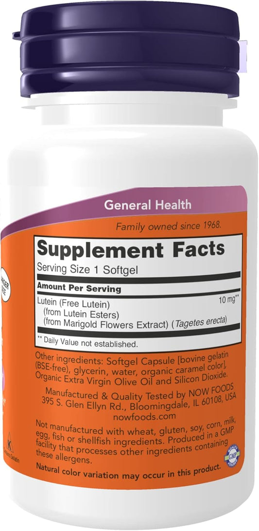NOW Foods Lutein Softgels - 10 mg, 240 Count - Pack of 2