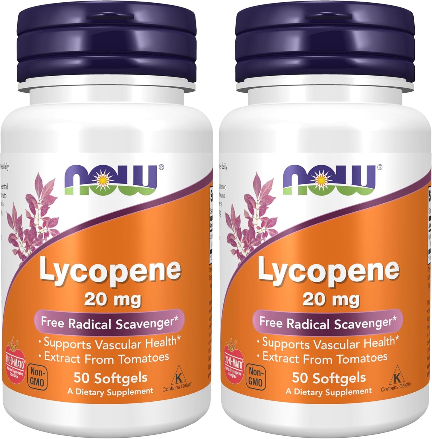 Now Foods Lycopene Softgels, 20mg, 50 Count, Pack of 2 - Antioxidant Supplement