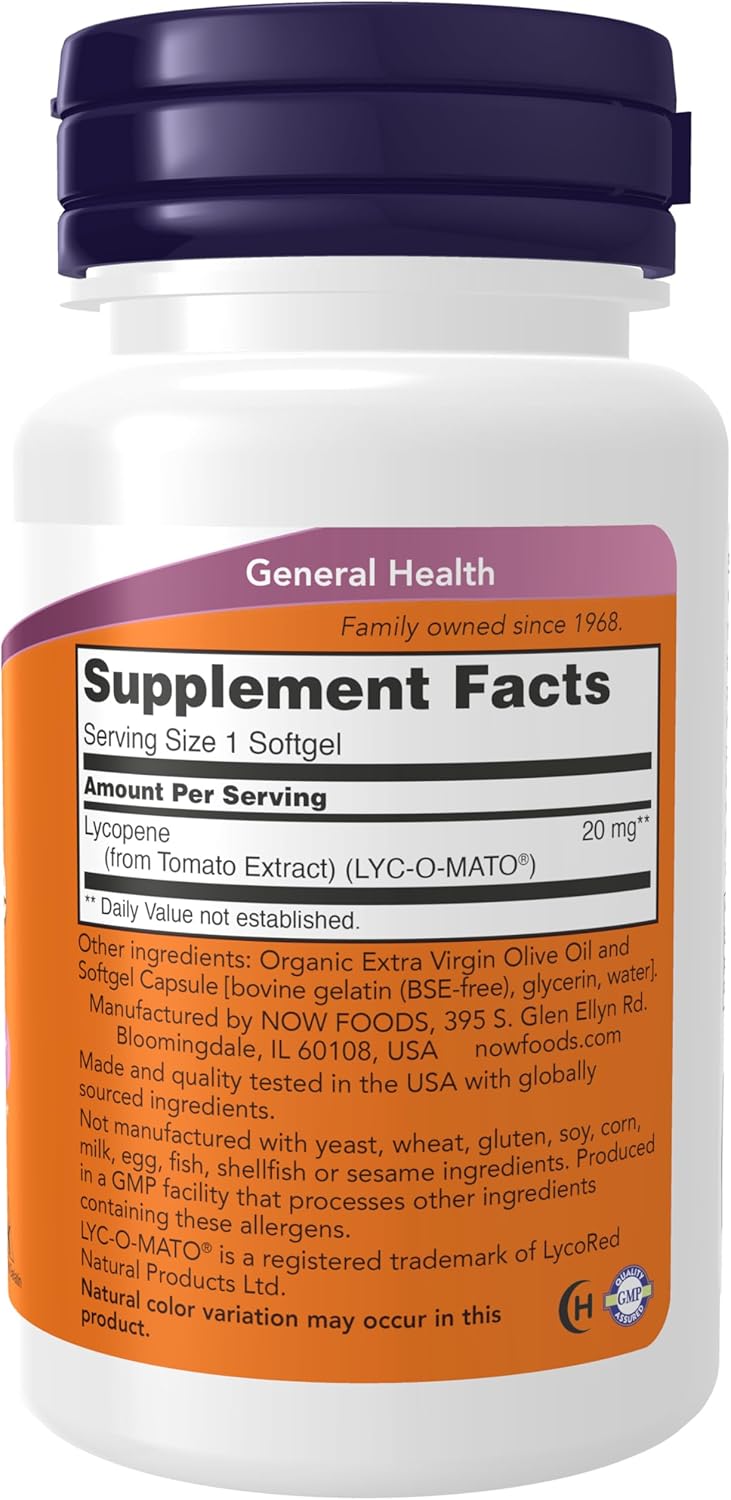 Now Foods Lycopene Softgels, 20mg, 50 Count, Pack of 2 - Antioxidant Supplement