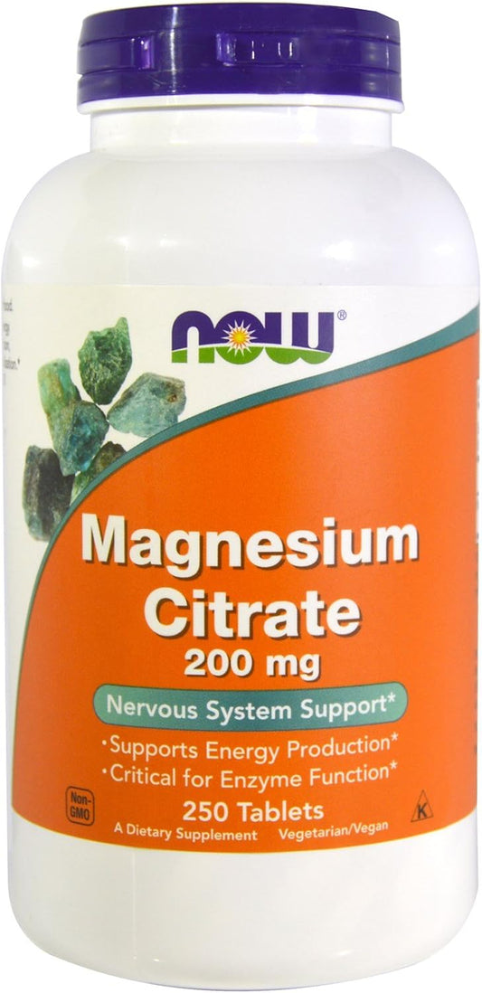 Now Foods Magnesium Citrate 200mg, 250 Tablets - Value Pack of 500 Tablets