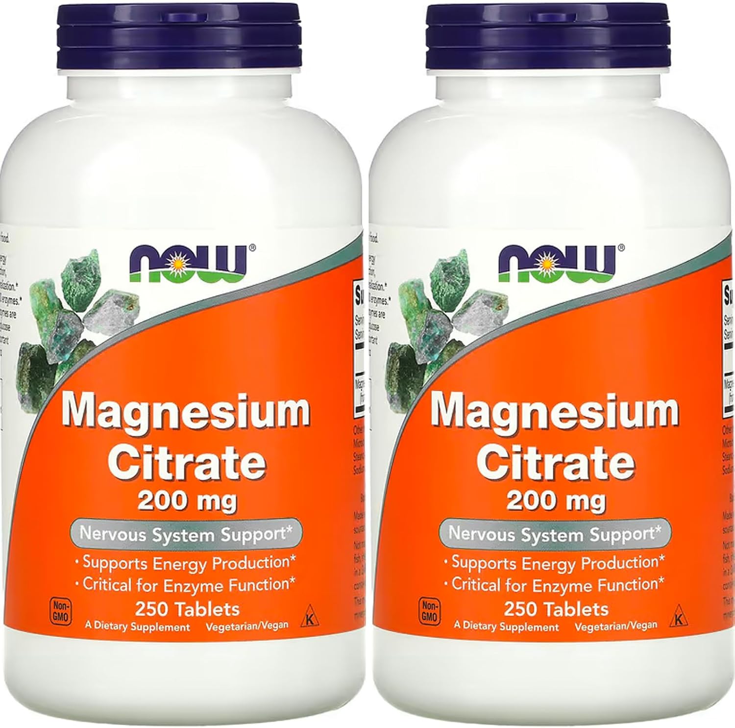 Now Foods Magnesium Citrate 200mg 500 Tablets - Pack of 2