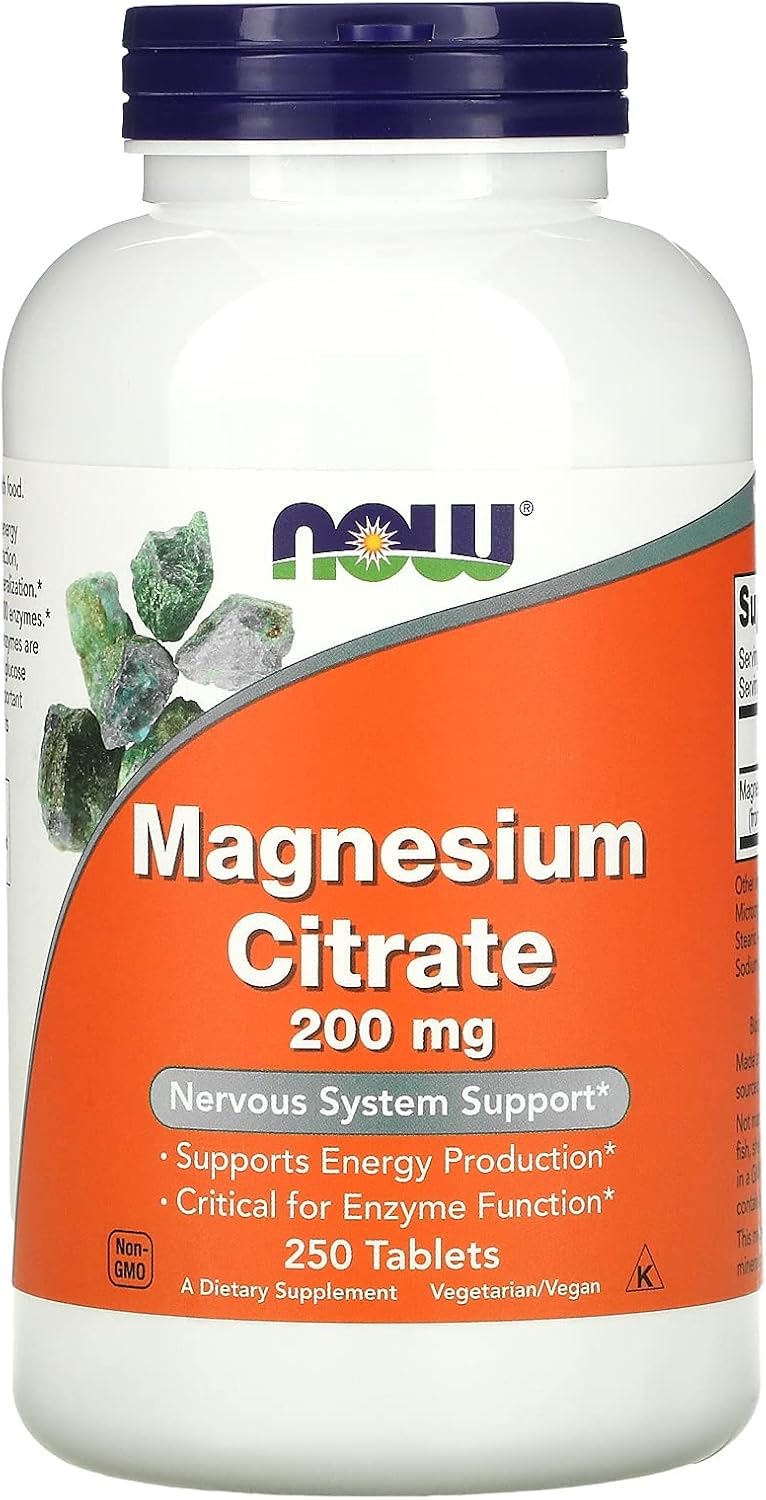 Now Foods Magnesium Citrate 200mg 500 Tablets - Pack of 2