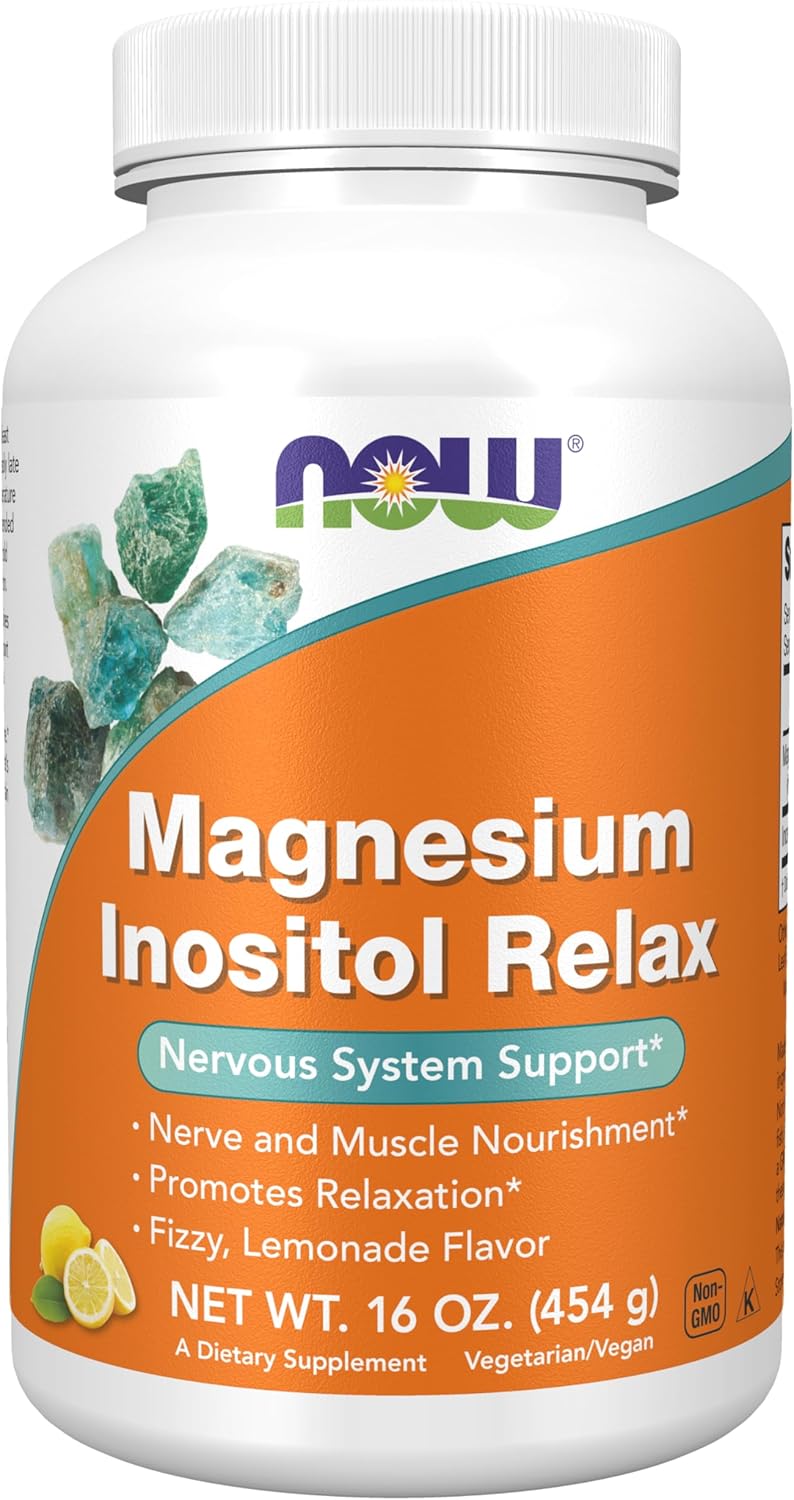 NOW Foods Magnesium Inositol Powder Supplement - Fizzy Lemonade Flavor, 16-Ounce - Relaxation & Nervous System Support