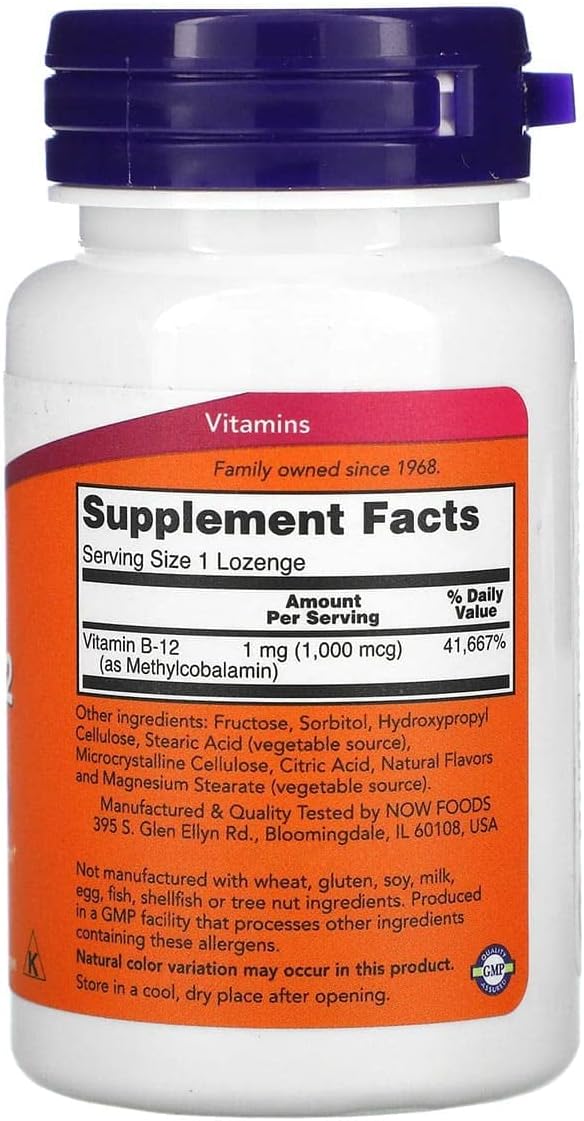 Now Foods Methyl B-12 1000mcg Lozenges - 200 Count (2 Packs of 100) for Optimal Vitamin B12 Support