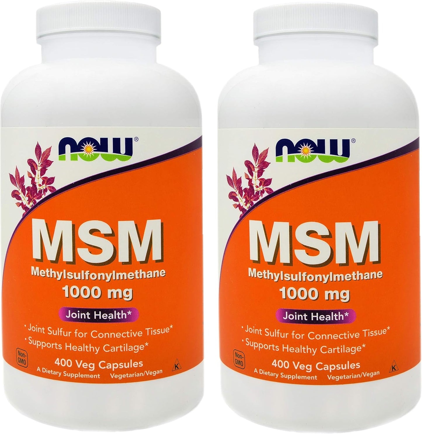 Now Foods MSM 1000mg 800 Veg Capsules (2-Pack) | USA-Made Sulfur Supplement for Joint Health | Non-GMO Vegan Friendly