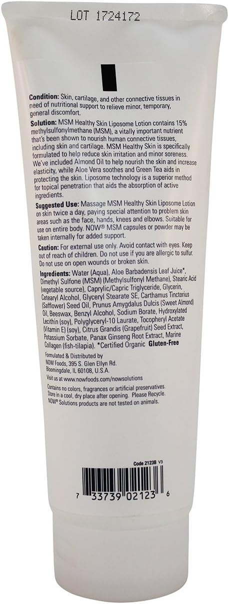 NOW Foods MSM Liposome Lotion - 8 Ounces (Pack of 2) - Moisturizing and Nourishing Skincare Solution