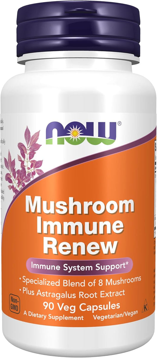 NOW Foods Mushroom Immune Renew 90 Veg Capsules - Pack of 2, Natural Immune Support Supplement