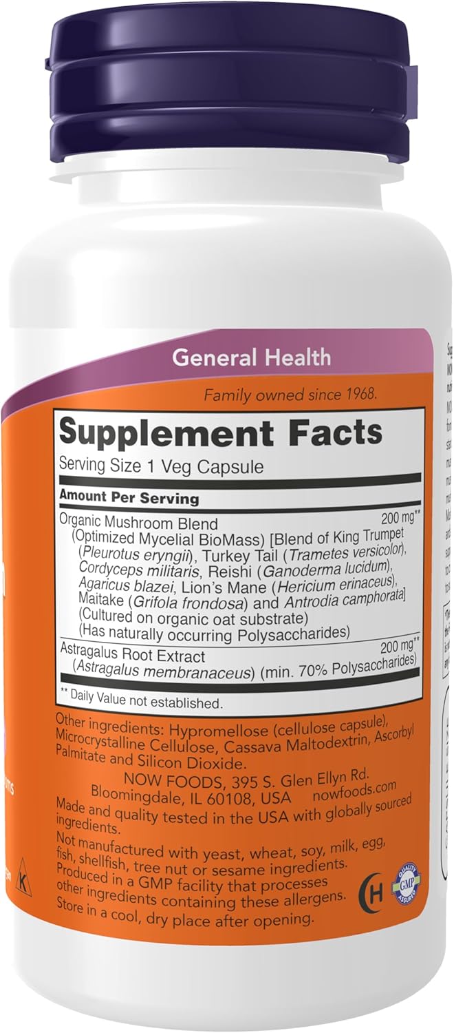 NOW Foods Mushroom Immune Renew 90 Veg Capsules - Pack of 2, Natural Immune Support Supplement