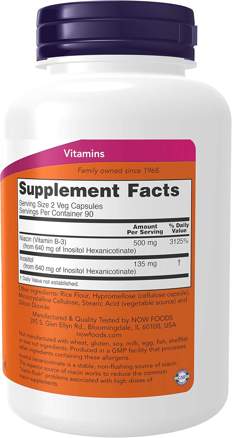 Now Foods Niacin Flush Free 250 mg Capsules, 540 Count - Pack of 3