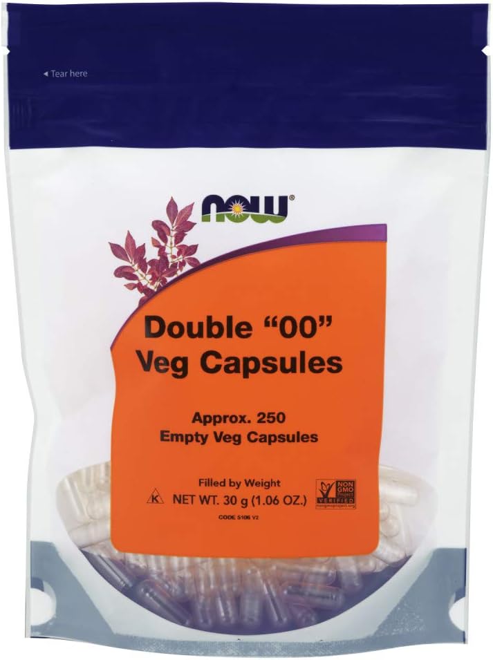 NOW Foods Non-GMO Double "00" Vegetarian Capsules, 250 Count