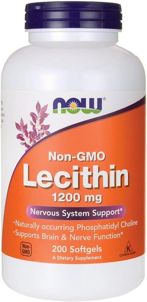 Now Foods Non-GMO Lecithin Softgels - 1,200 mg - 200 Count - Dietary Supplement