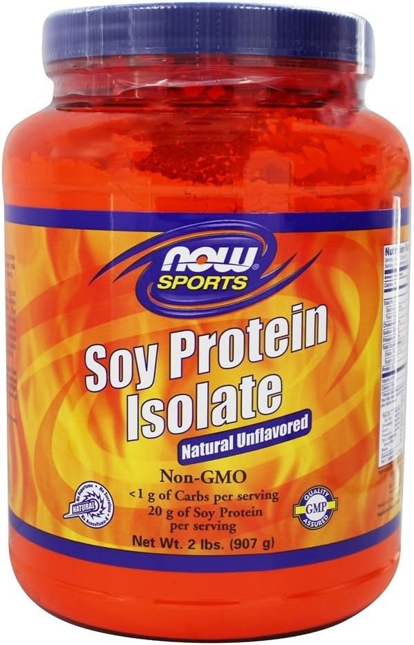 Now Foods Non-GMO Soy Protein Isolate - 2lbs Unflavored Plant Based Protein Supplement