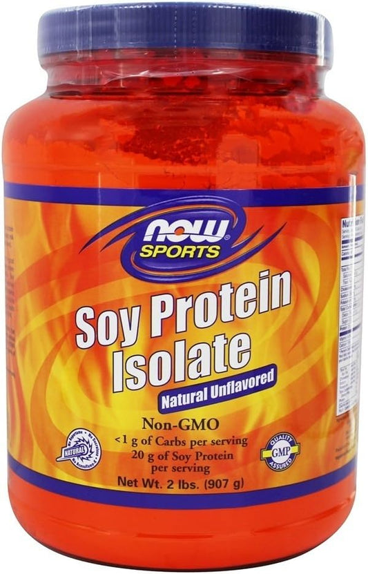 Now Foods Non-GMO Soy Protein Isolate - 2lbs Unflavored Plant Based Protein Supplement