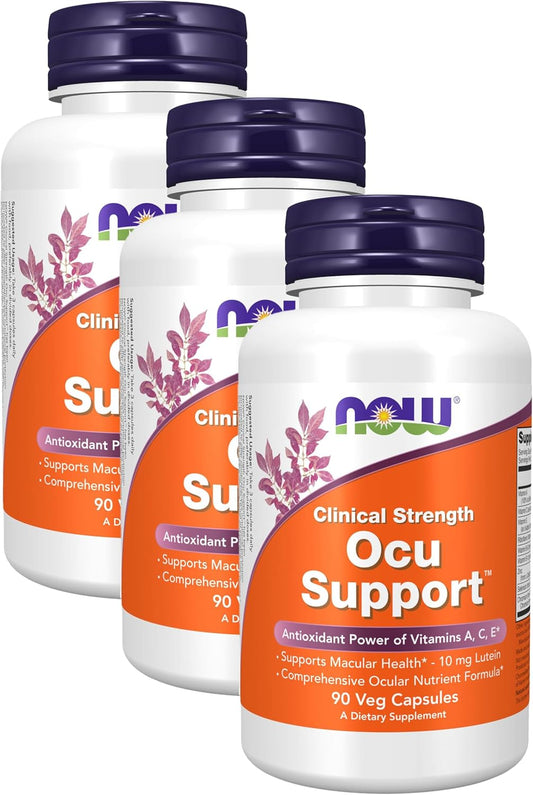 NOW Foods Ocu Support™ with FloraGLO® Lutein, Vitamins A, C, E - 90 Veg Capsules, Pack of 3