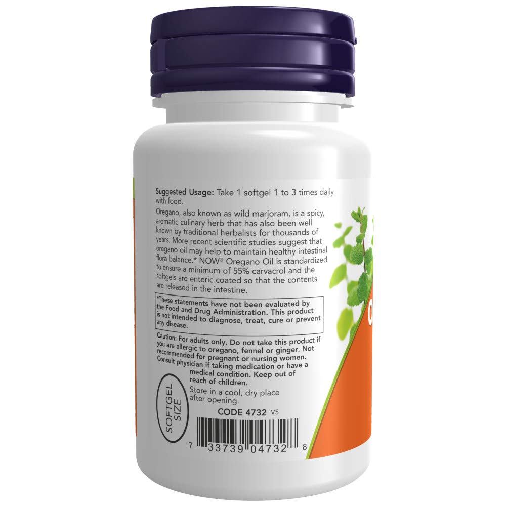 Now Foods Oregano Oil Softgels - 180 Enteric Coated Capsules, Pack of 2