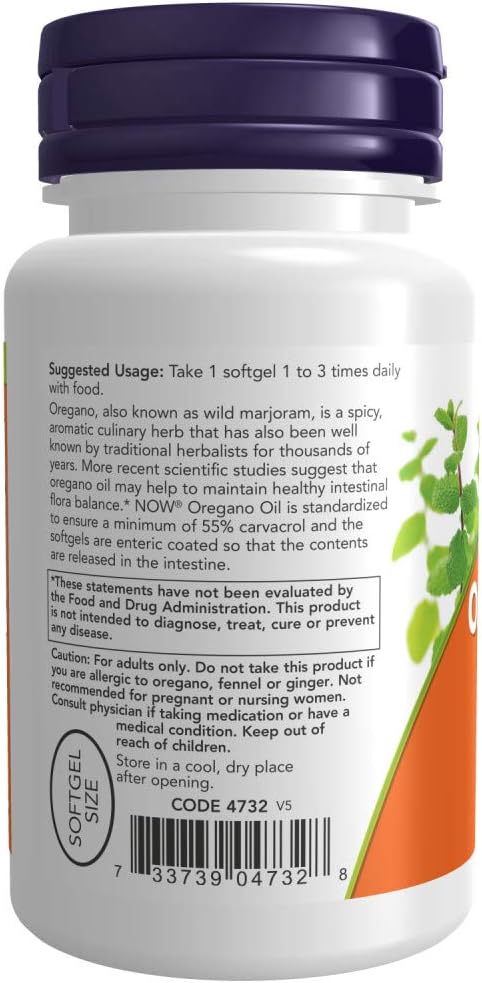 NOW Foods Oregano Oil with Ginger & Fennel, Enteric Coated Softgels - 270 Count