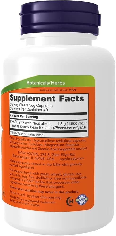 NOW Foods Phase-2 500 mg 120 VegiCaps - Twin Pack for Carb Control