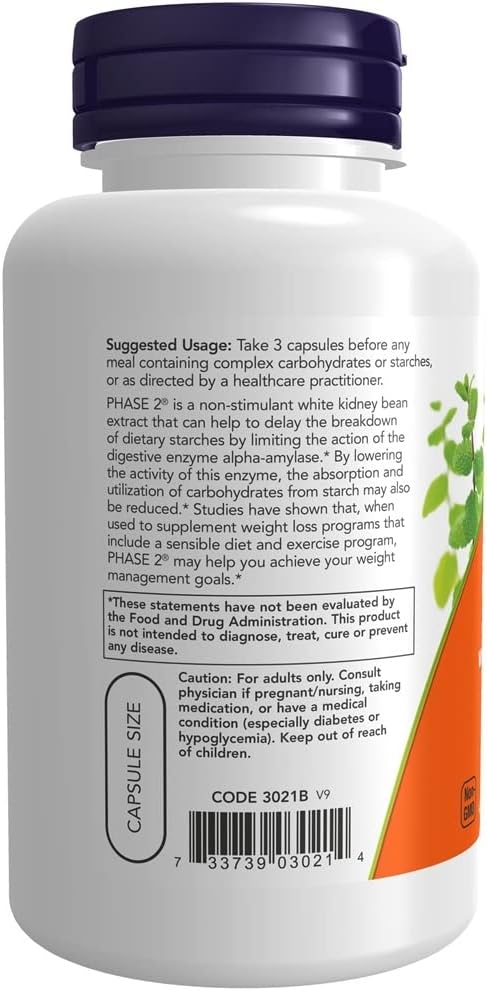 NOW Foods Phase-2 500 mg 120 VegiCaps - Twin Pack for Carb Control