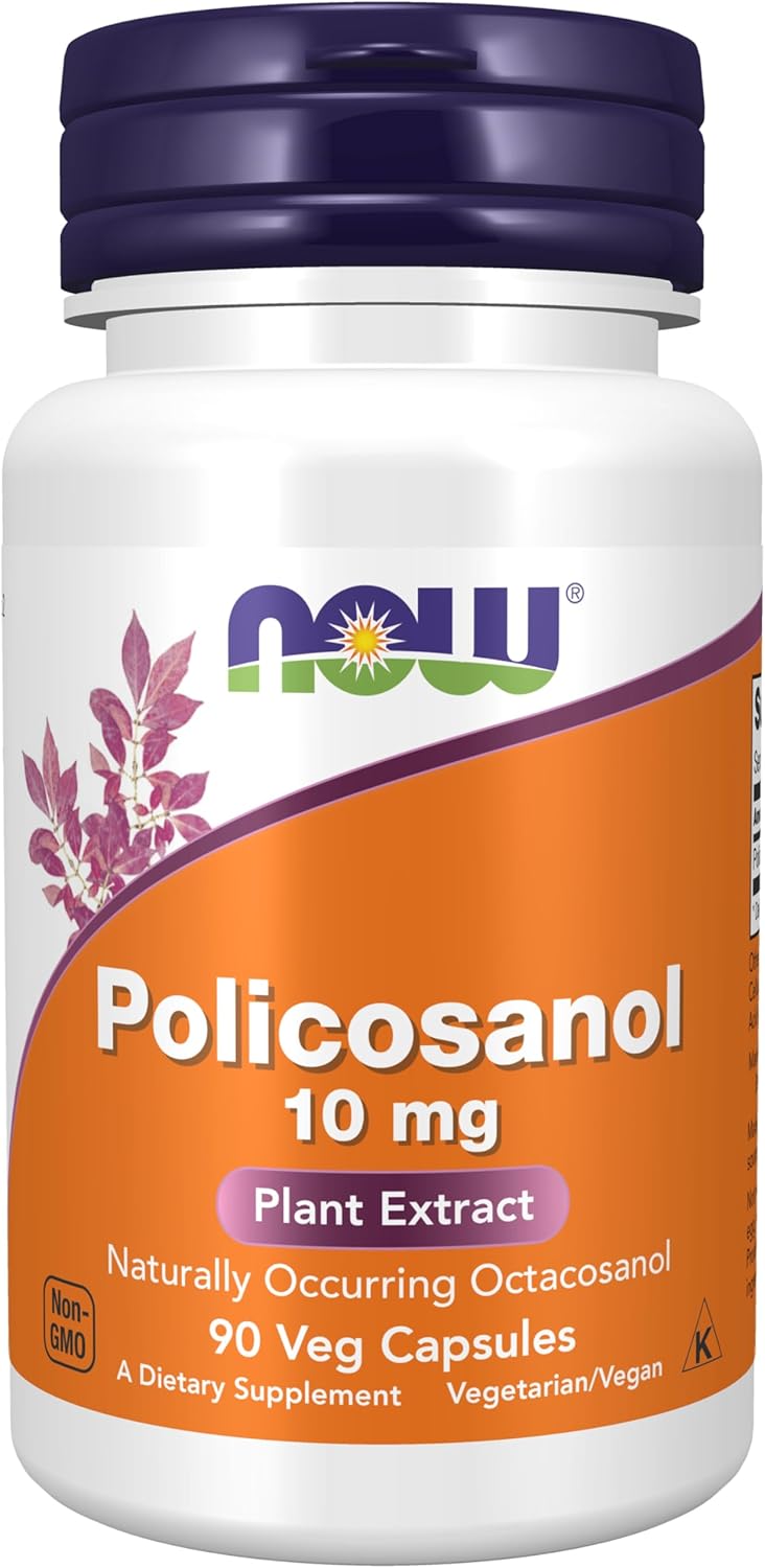 NOW Foods Policosanol 10mg Supplement, Long-Chain Fatty Alcohol Blend from Sugar Cane, 90 Veg Capsules