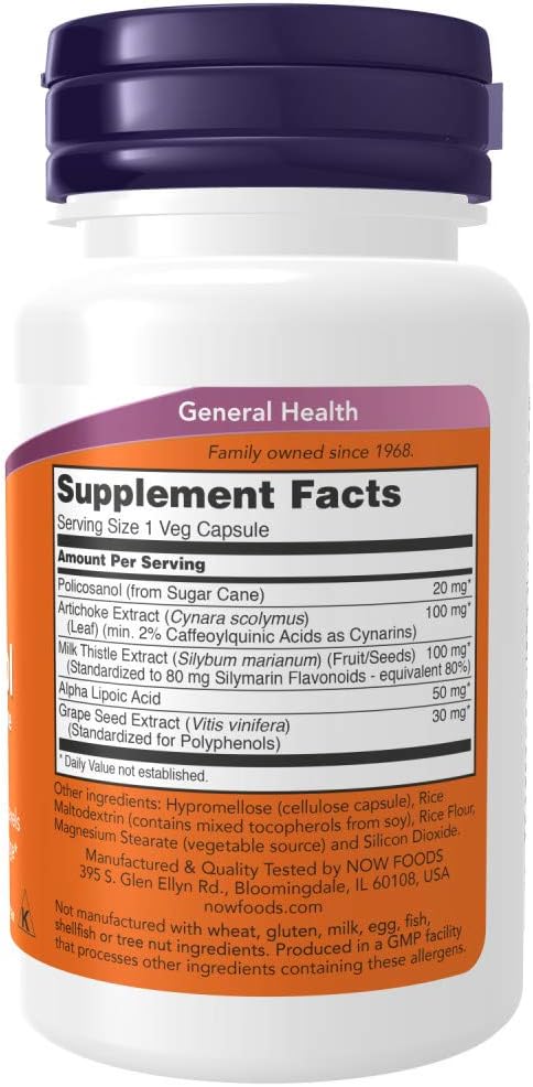 Now Foods Policosanol Double Strength 90 Vegetable Capsules - Pack of 2 - Cardiovascular Support Supplement