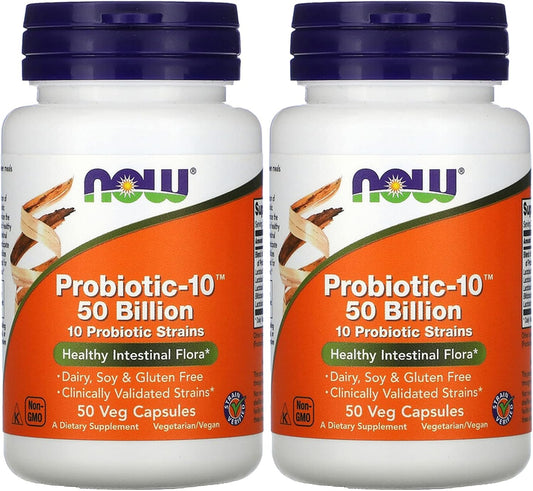 Now Foods Probiotic10 50 Billion VegCap 100 Count - Pack of 2
