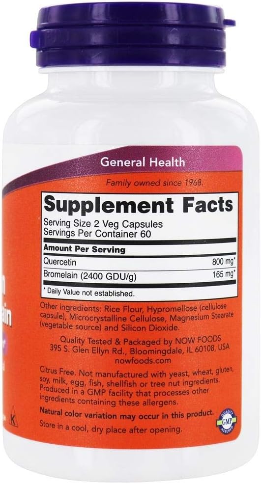 NOW Foods Quercetin with Bromelain Capsules - 120 Vegetarian Capsules