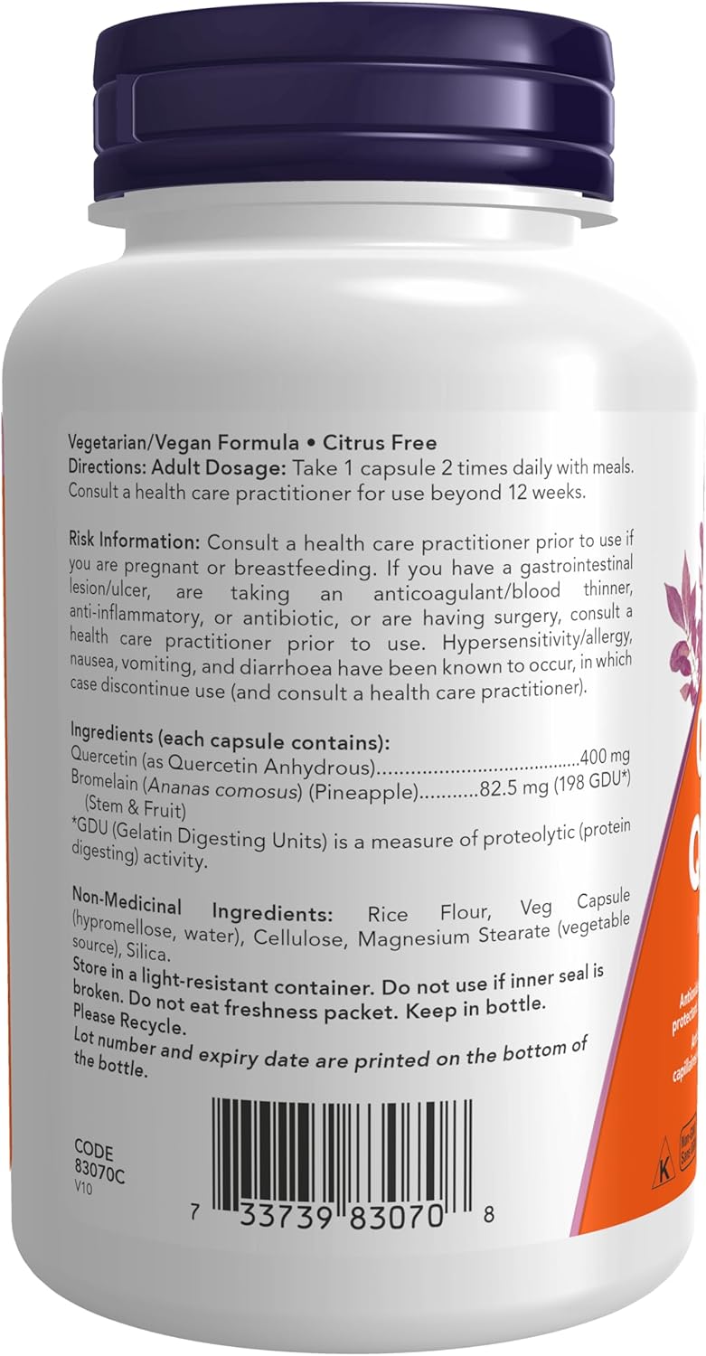 Now Foods Quercetin with Bromelain Capsules, 120 Count