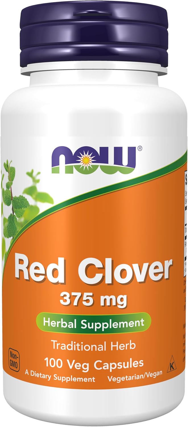NOW Foods Red Clover Herbal Supplement, 375mg, 100 Veg Capsules