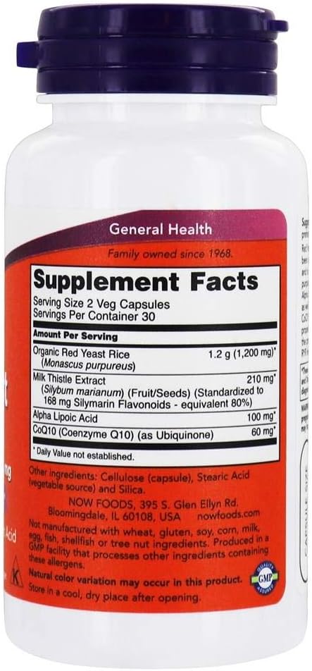 Now Foods Red Yeast Rice600 with CoQ10 Capsules - 60 Count