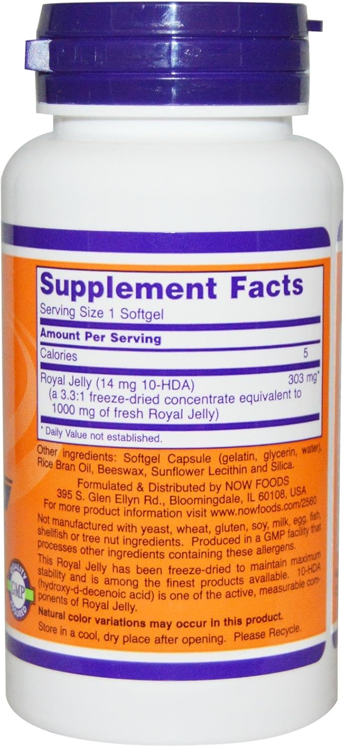 NOW Foods Royal Jelly Softgels - 1000 mg - 60 Count - High Quality Supplement for Overall Wellness