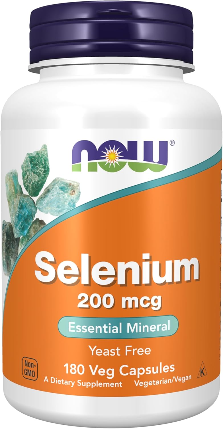 NOW Foods Selenium (L-Selenomethionine) 200 mcg - 180 Veg Capsules, Essential Mineral Supplement