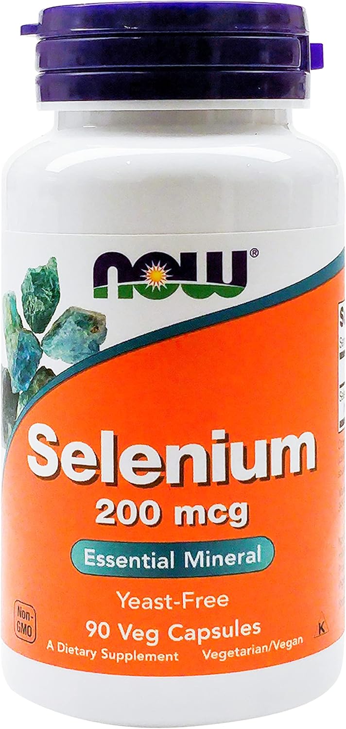 NOW Foods Selenium (L-Selenomethionine) 200 mcg - 180 Veg Capsules - Pack of 2 - Essential Mineral Supplement