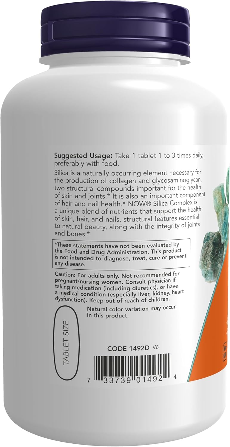 NOW Foods Silica Complex 500 mg - 180 Vegetarian Tablets - Dietary Supplement