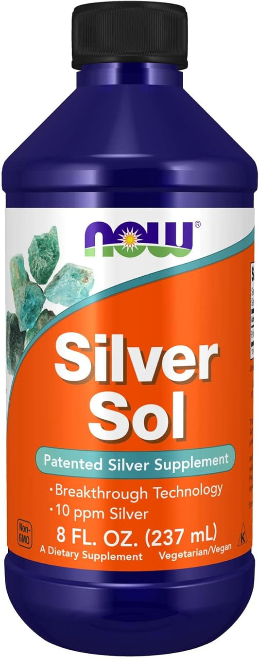 NOW Foods Silver Sol 10 PPM Liquid Supplement with Elemental Silver and Deionized Water - 8 oz