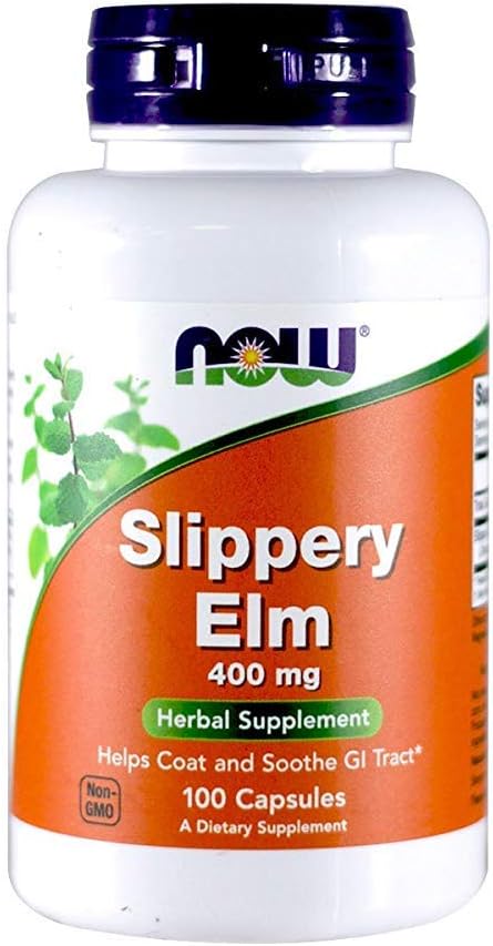 Now Foods Slippery Elm 400mg Capsules - 100 Count x 2 Pack