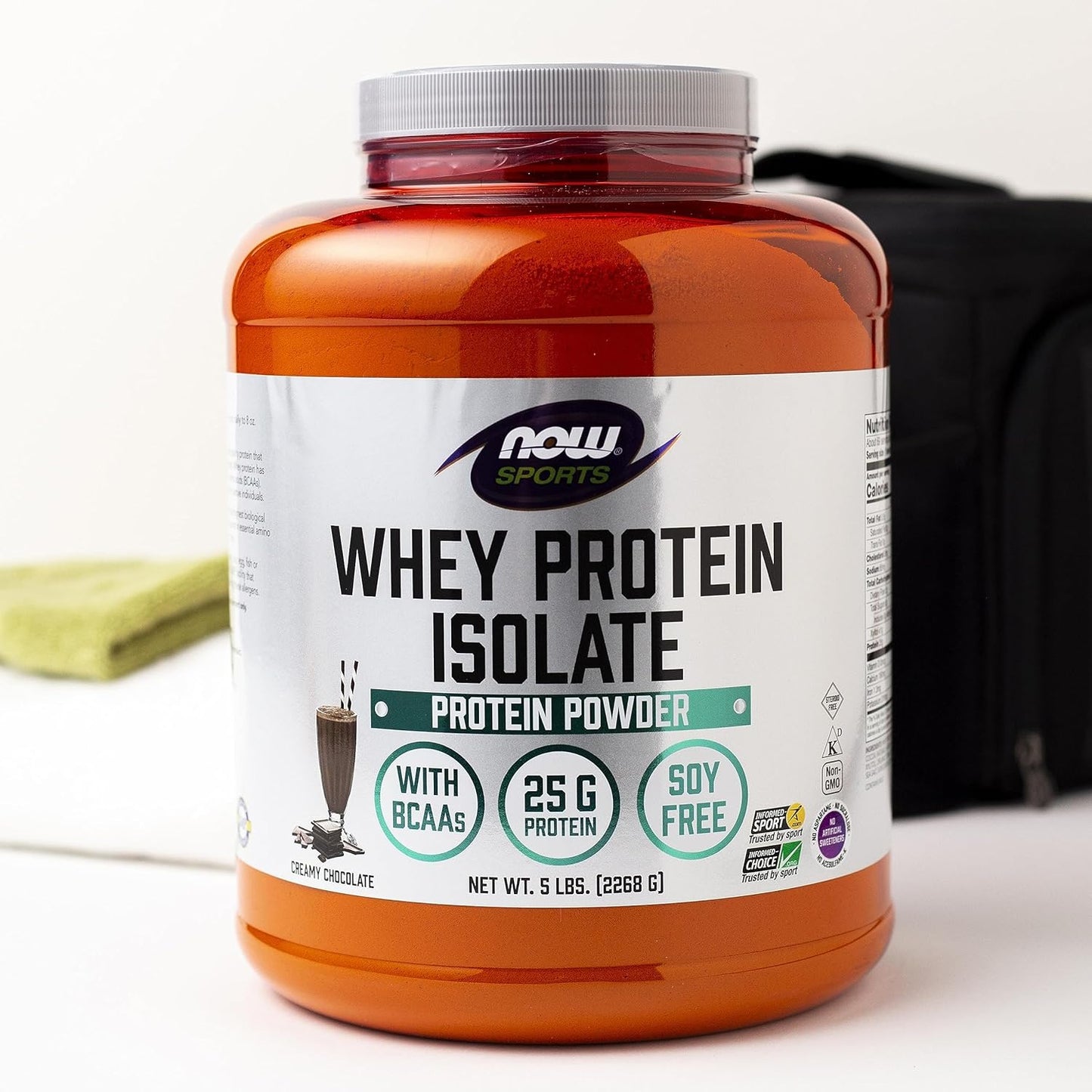 NOW Foods Sports Nutrition Whey Protein Isolate Powder, 5 lb, Creamy Chocolate Flavor, 25g Protein with BCAAs for Muscle Recovery and Growth