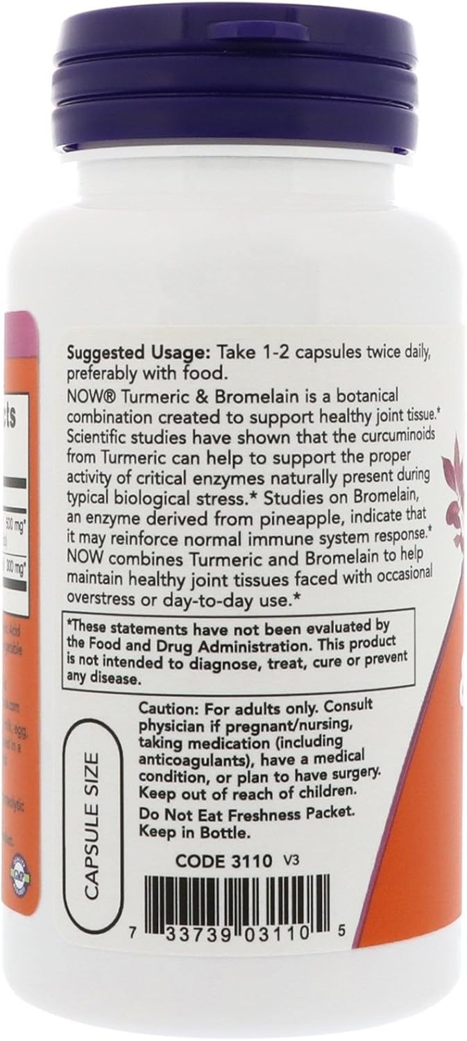 NOW Foods Turmeric & Bromelain Capsules - 90 Count