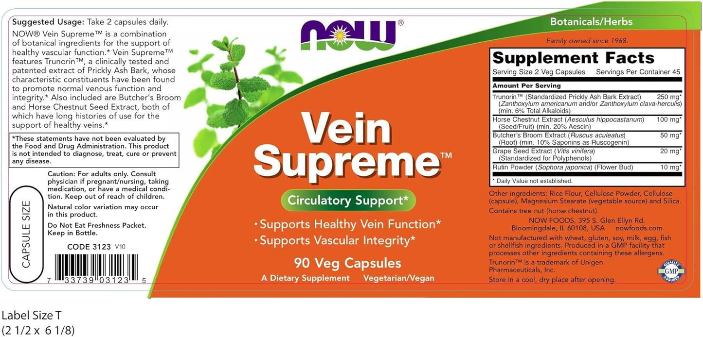 Now Foods Vein Supreme Capsules - 90 Count - BoostGo Australia