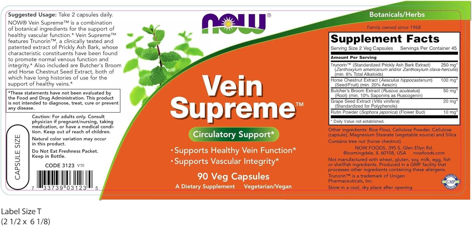 Now Foods Vein Supreme Capsules - 90 Count - BoostGo Australia