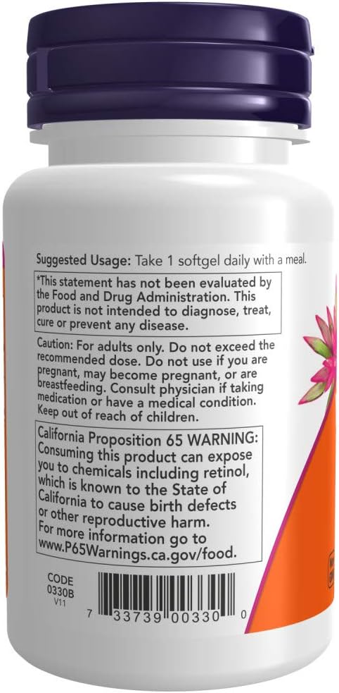 Now Foods Vitamin A 10,000 IU Softgels - 100 Count Bottle