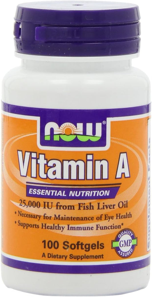 NOW Foods Vitamin A 25,000 IU Softgels - Pack of 4