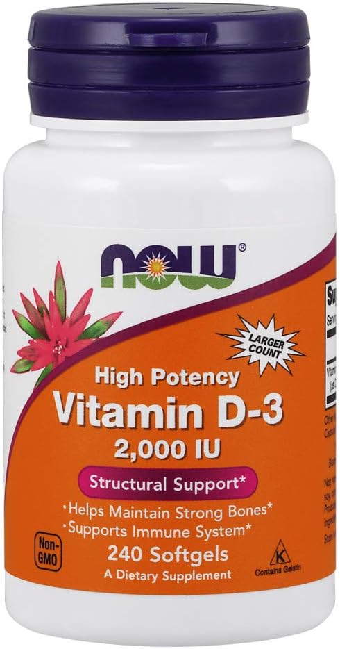 NOW Foods Vitamin C-1,000 with Rose HIPS, Sustained Release Tablets & Vitamin D-3 2,000 IU Softgels Bundle for Antioxidant and Structural Support