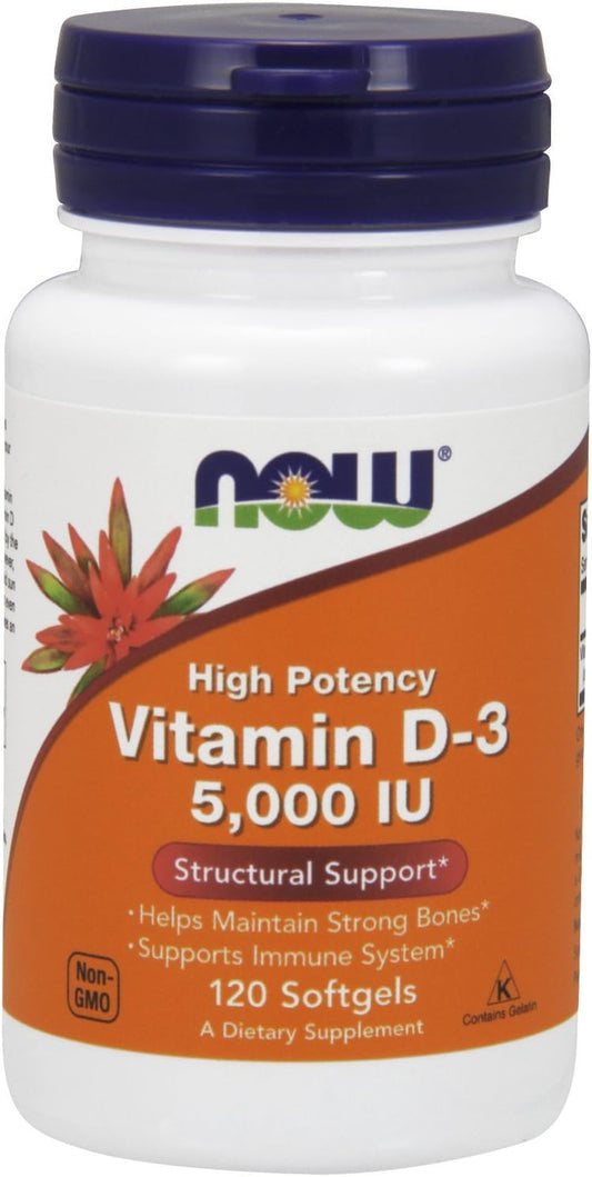 NOW Foods Vitamin D3 5000 Iu - 360 Softgels (3-Pack)
