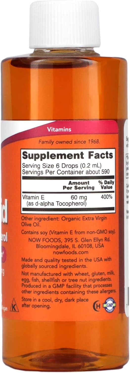 NOW Foods Vitamin E Liquid Supplement - 90 IU, 4-Ounce Bottle