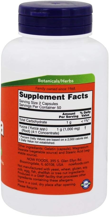 NOW Foods Yucca Capsules - 500mg, 100 Count (Pack of 2)